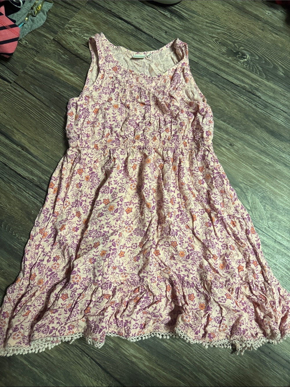 Mudd Pink Floral Sleeveless Sundress with Orange Accents